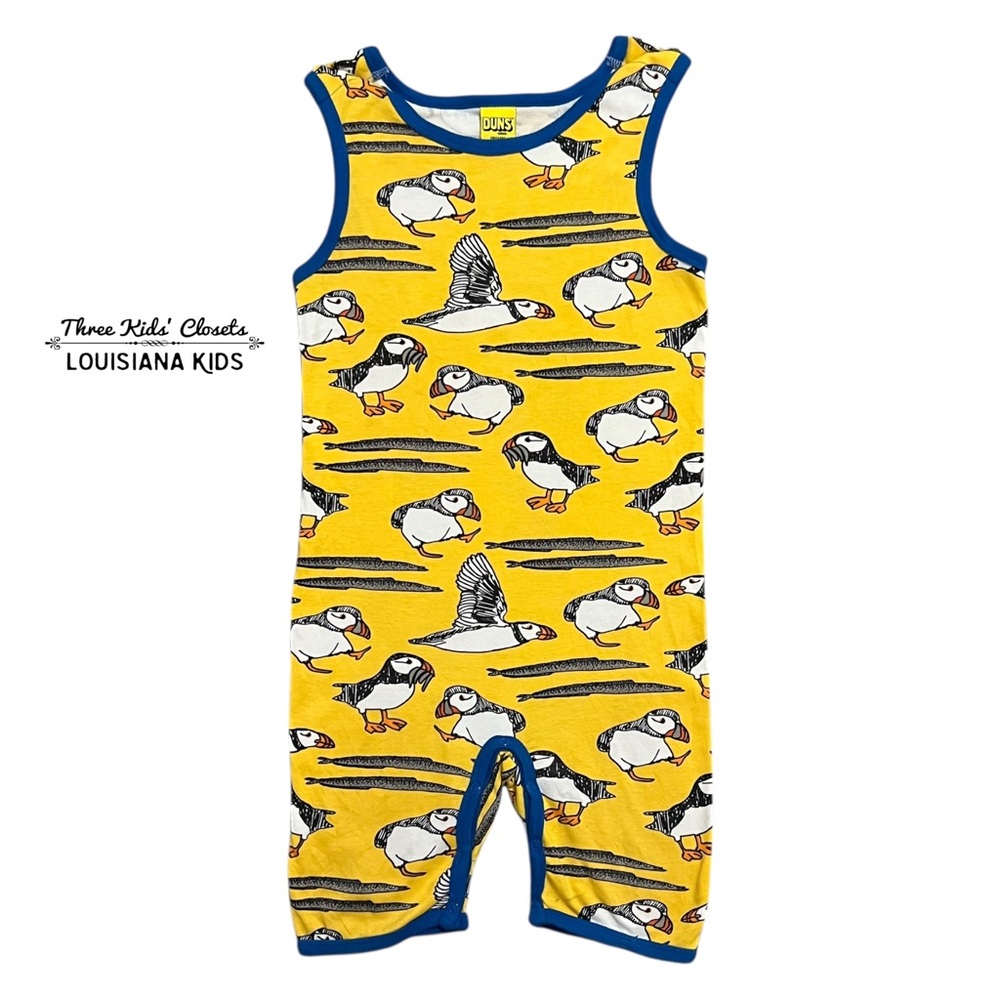 DUNS Sweden Sz 116 (6Y) Organic Puffin Print Romper
